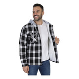 Jaqueta Xadrez Masculina Forrada Com Bolsos Capuz Blusa Frio