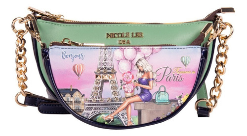 Bolsa Cruzada Nicole Lee Con Bolsa Extraíble Estampada Ss22 Color Romance In Paris