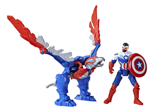 Capitán América Falcon Dinosaurio Robot Marvel Avengers 10cm