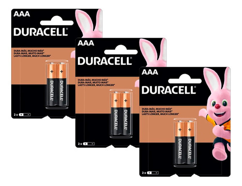 Kit 3 Cartelas C/2 Pilha Aaa Duracell Alcalina 6 Unidades