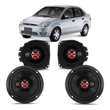 Kit Alto Falante 6 Pol + 4 Pol 180w Rms Fiesta 2002 A 2014 Cor Preto