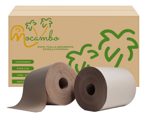 6 Rollos Toalla En Rollo Para Manos Mocambo Natural Bio