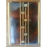 Antigua Polvera Espejo Art Deco Simil Carey Marfi Platado