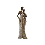 Casal Estatua Africanos Linda Peça Decoração 41 Cm