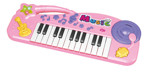 Piano De Brinquedo 23 Teclas Colorido Rosa Azul Com Luz