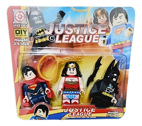 Liga De La Justicia 3 Modelos En Blíster Tipo Playmobil