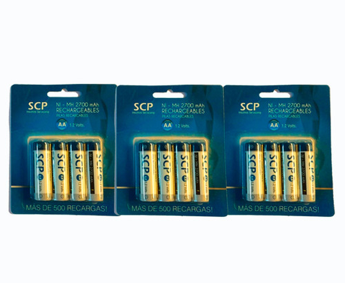 Combo De 3 Blisters De 12 Pilas Aa Recargables Scp 2700 Mah