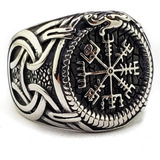 Anillo Vegvisir Totem Acero Inoxidable Brújula Nórdica F