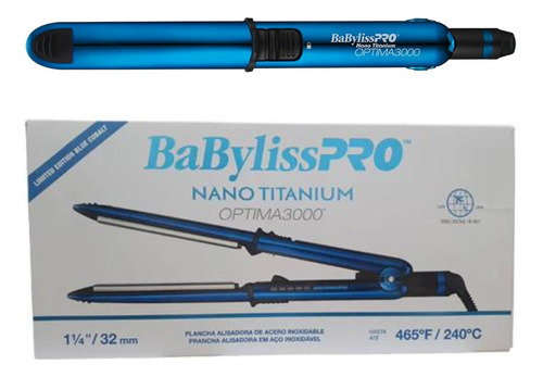 Prancha De Cabelo Babyliss Nano Pro Optima 3000 Azul Bivolt 