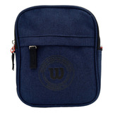 Bolso Para Hombres Manos Libres Wilson Doha Acabado De Los Herrajes Níquel Color Azul Marino Correa De Hombro Tricolor Diseño De La Tela Liso