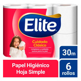 Papel Higienico Elite Hoja Simple 6 Rollos 30 Mts