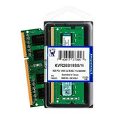 Memoria Kingston Kvr26s19s8/16 16gb Ddr4 Sodimm 2666 Mt/s