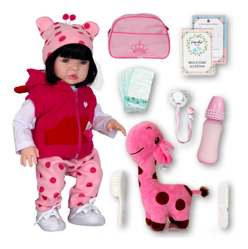 Boneca Recém-nascido Infantil Reborn Morena Silicone Grande