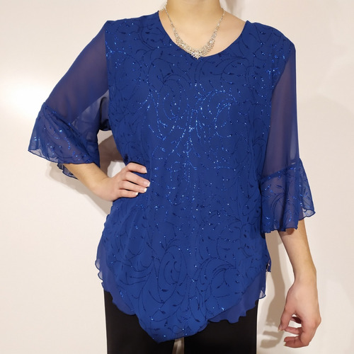 Blusa De Fiesta De Seda Talles Grandes Y Muy Grandes