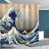 Cortina De Ducha Fuortia Hokusai Great Wave, Tela Ocean Boat