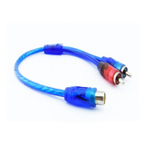 Cable Adaptador De Audio De 2 Rca Macho X 1 Rca Hembra Azul