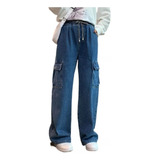 Pantalones De Mezclilla Estilo Hip-hop Cargo Jeans Streetwea