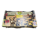 Jogo De Tabuleiro Classic 3 Games Caixa Madeira Raro Estrela