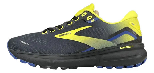 Tenis Brooks Ghost 15 Zapatillas Comodidad Hombre Mujer Negro Y Amarillo