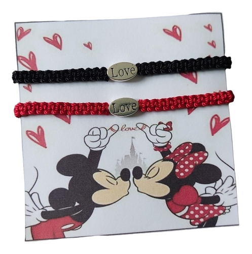 Pulseras Parejas Amistad Love Mickey Mouse Ajustables 