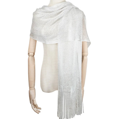 Chalina Fiesta Calada Brillosa Pashmina Elegante Chal Noche Color Blanco Perla Diseño De La Tela Brillo Discreto Talla Unitalla | Meses sin interés
