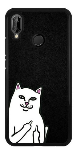 Funda Protector Para Huawei Gato Grosero Fondo Negro 