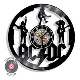 Reloj De Pared Elaborado En Disco Lp Ac Dc Ref.02