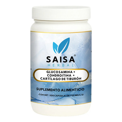 Glucosamina + Condroitina + Cartílago De Tiburón | 500 Cápsulas | Saisa Herbal | Salud Articular | Lubricación Y Movilidad | Suplemento Natural | Meses sin interés