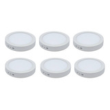 Pack X6 Foco Led 18w Blanco Frío Sobrepuesto Redondo 