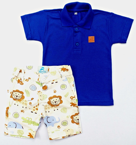 Conjunto Roupa Infantil Camisa Polo E Bermuda Safari