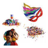 Kit Carnaval Serpentinas + Confetes Coloridos + Máscaras