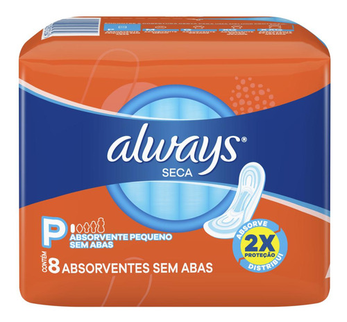 Absorvente Sem Abas Super Proteção Seca 8 Unidades Always