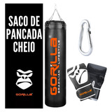 Saco De Pancada 180x100 Cheio + Luva Bate Saco Pro Gorilla