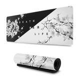 Mouse Pad Gamer Antideslizante Bordes Cosidos Blanco Negro