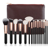 Set 15 Brochas Pinceles Maquillaje Profesional Con Estuche