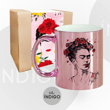 Mug Frida Kahlo  Cerámica Espejo  + Empaque Personalizado