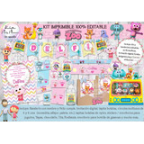 Kit Imprimible Candy Canciones Del Zoo Rosa 100% Editable