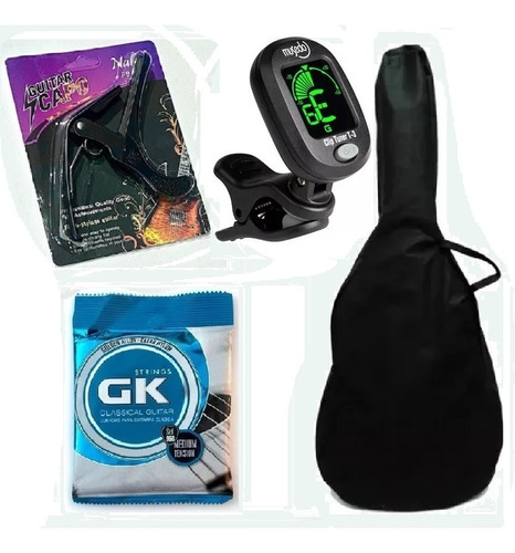 Cuerdas Guitarra Criolla Gk960 + Funda + Capo + Afinador T3