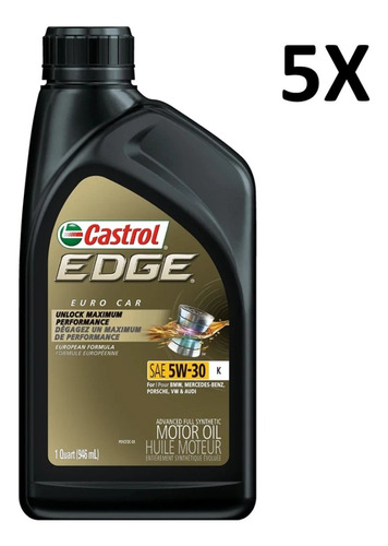 Aceite Sintetico Castrol Edge 5w30  Diesel Vw 504.00/507.00