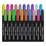 Rotuladores De Tela De 20 Colores, Bolígrafos De Tela Para
