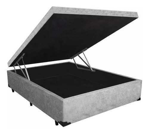 Cama Box Casal 138x188x41 Suede Cinza Fabricaçao Própria