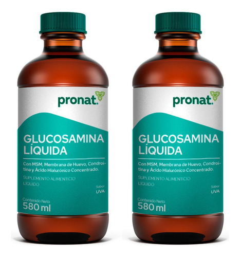 Kit 2 Piezas Suplemento Glucosamina Liquida Uva 580ml Pronat