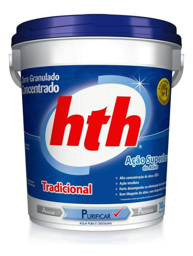 Cloro Para Piscina Hth Granulado Tradicional Puro Balde 10kg