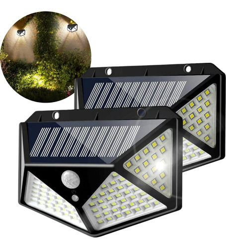 Kit 2 Arandela Holofote Leds Energia Solar A Prova D´agua Nf