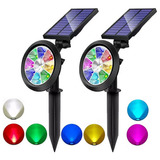 Lámpara De Piso Solar De 2 Piezas, 9 Led, Impermeable, P [u]