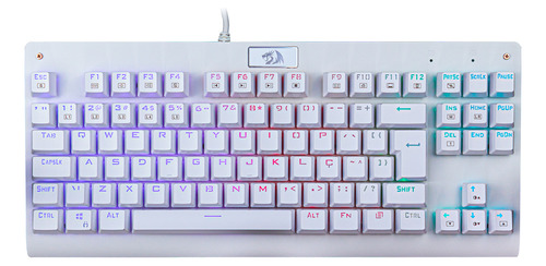 Teclado Dark Avenger Lunar Branco Rainbow Red K568w Redragon