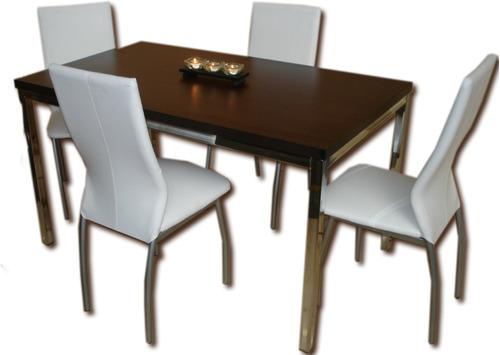 Juego Comedor Combo Pintado Mesa Rectangular Milan 1.4 X 80 + 4 Sillas Agus Reforzadas Caño Directo Garantia D Fabrica C