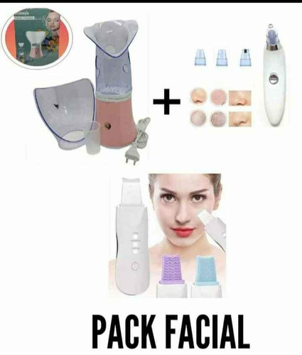 Pack Vaporizador Facial+removedor+paleta Ultrasonica Facial