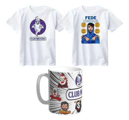 Pack: 2 Remeras+1 Taza Plástica Fede Vigevani