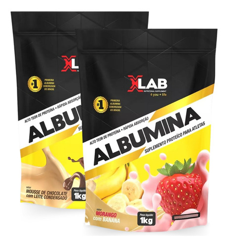 Kit 2x Albumina Premium 1kg Xlab  100% - Original